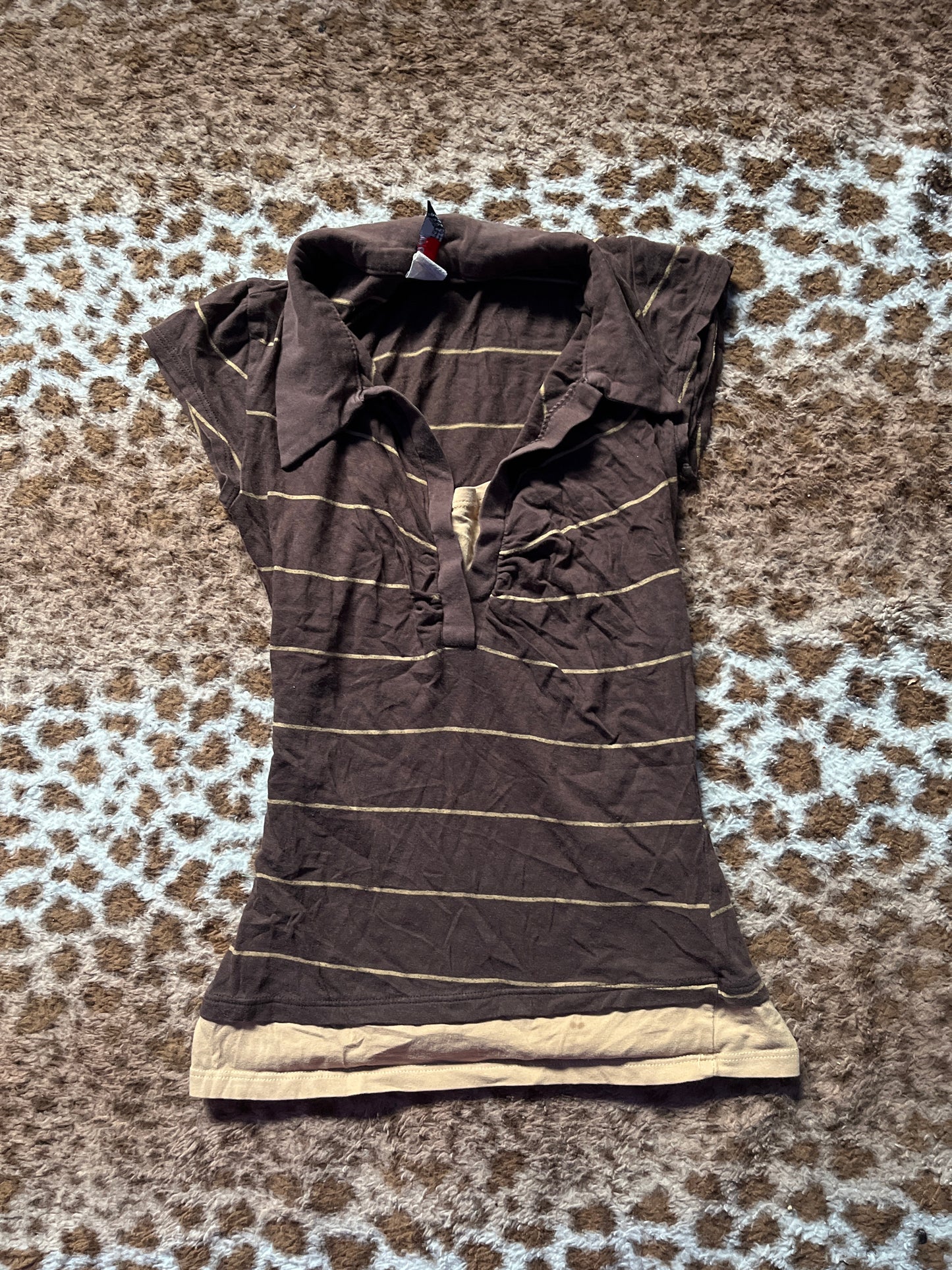 Cute Y2K tight fit top button up with layerd top under