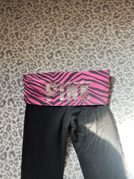 Vintage Victoria’s Secret fold over leggings flare zebra print gems small