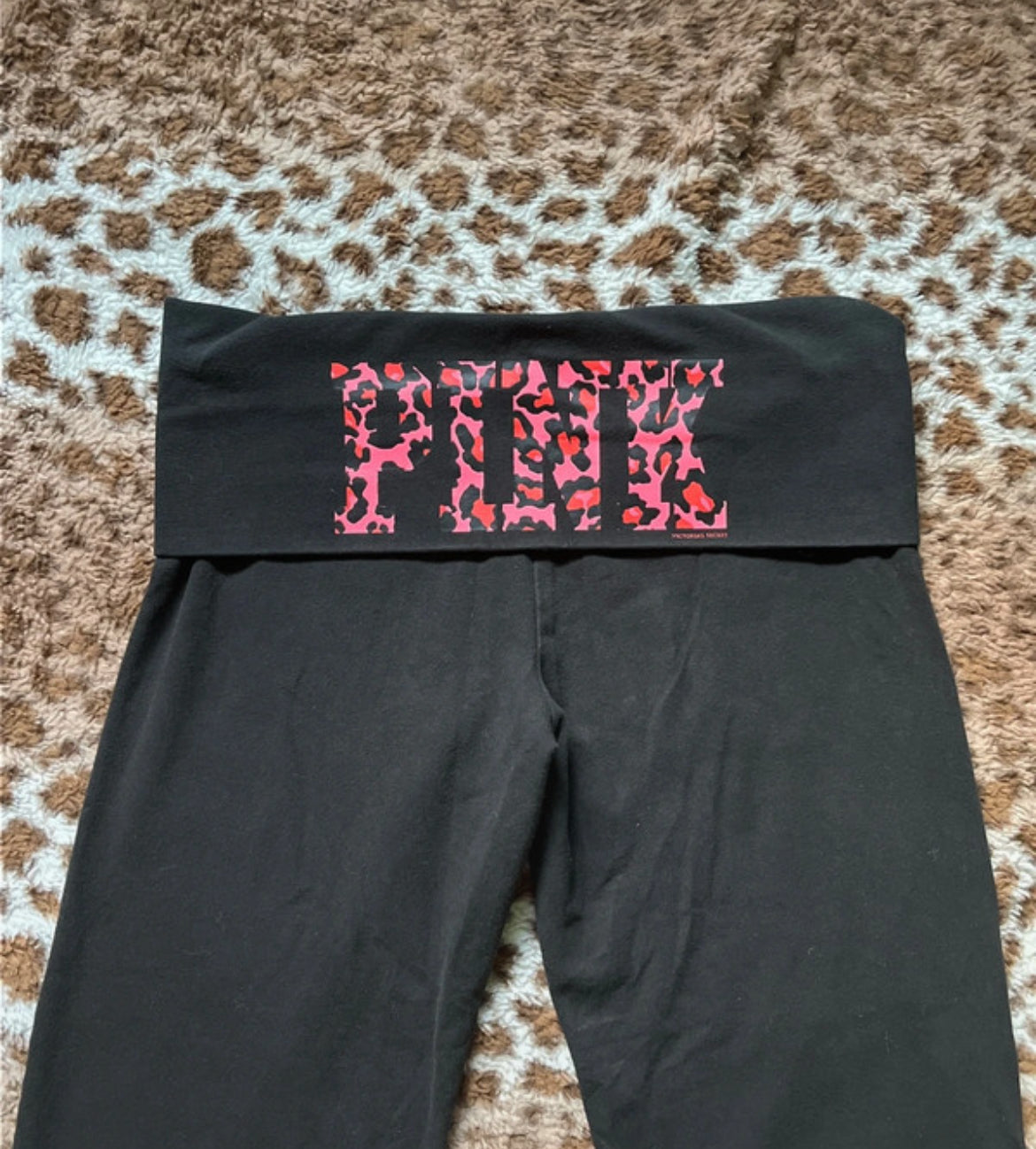Y2K Victoria’s Secret pink vintage fold over leggings flare