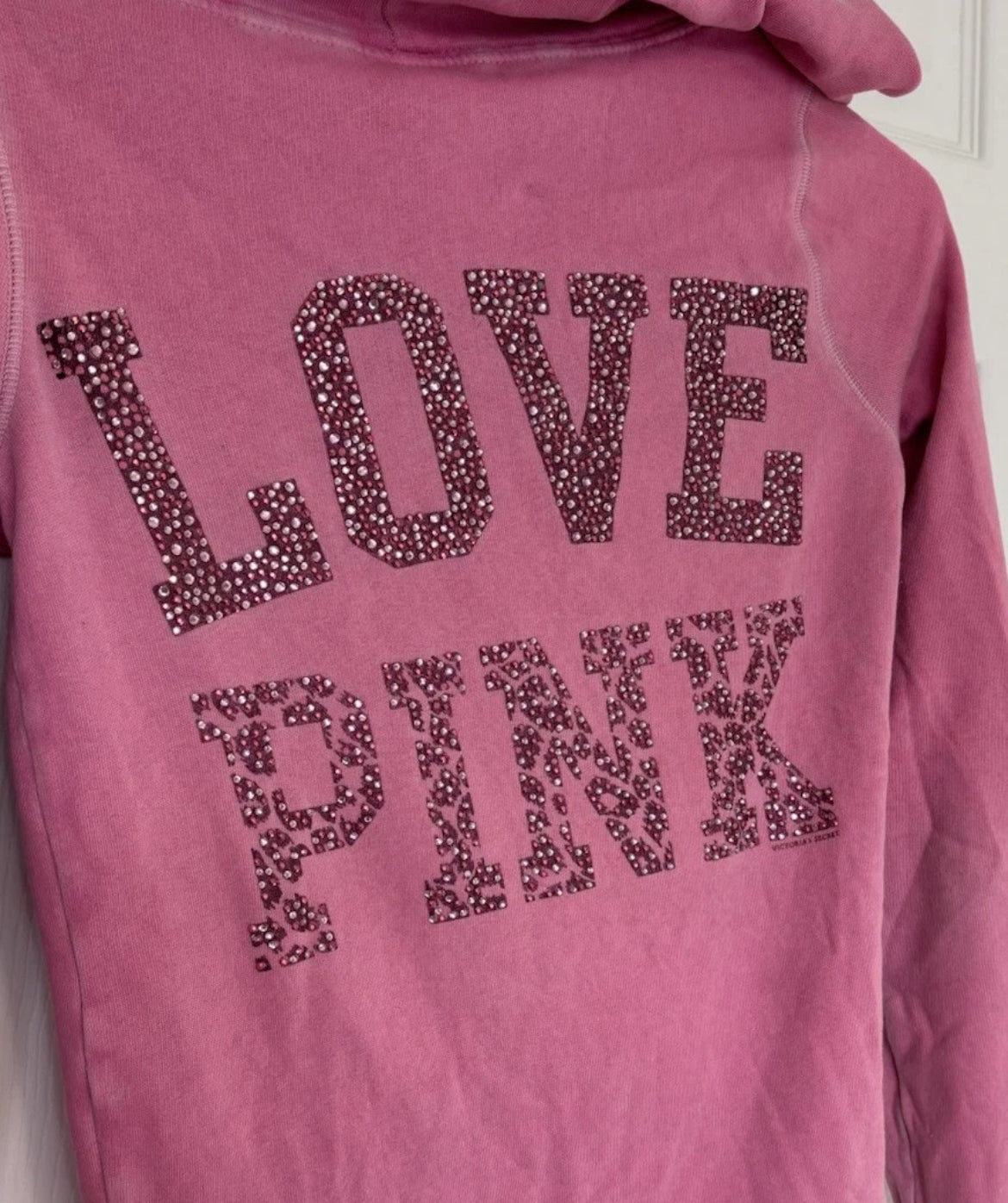 Vintage Victoria secret pink leopard rhinestone zip up