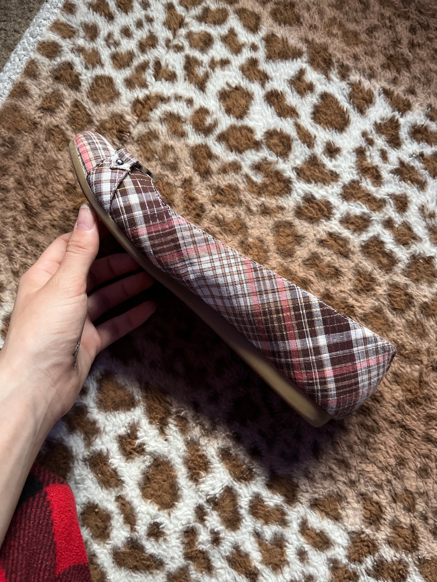 Vintage American Eagle slips plaid pink and brown