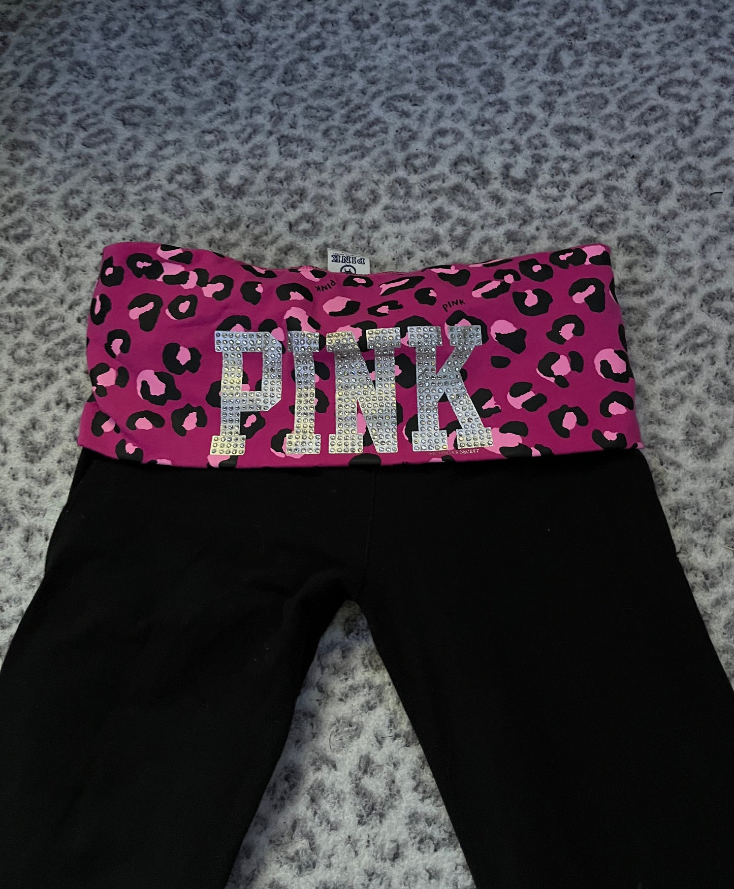 Vintage Victoria Secret PINK foldover leggings flare leopard print