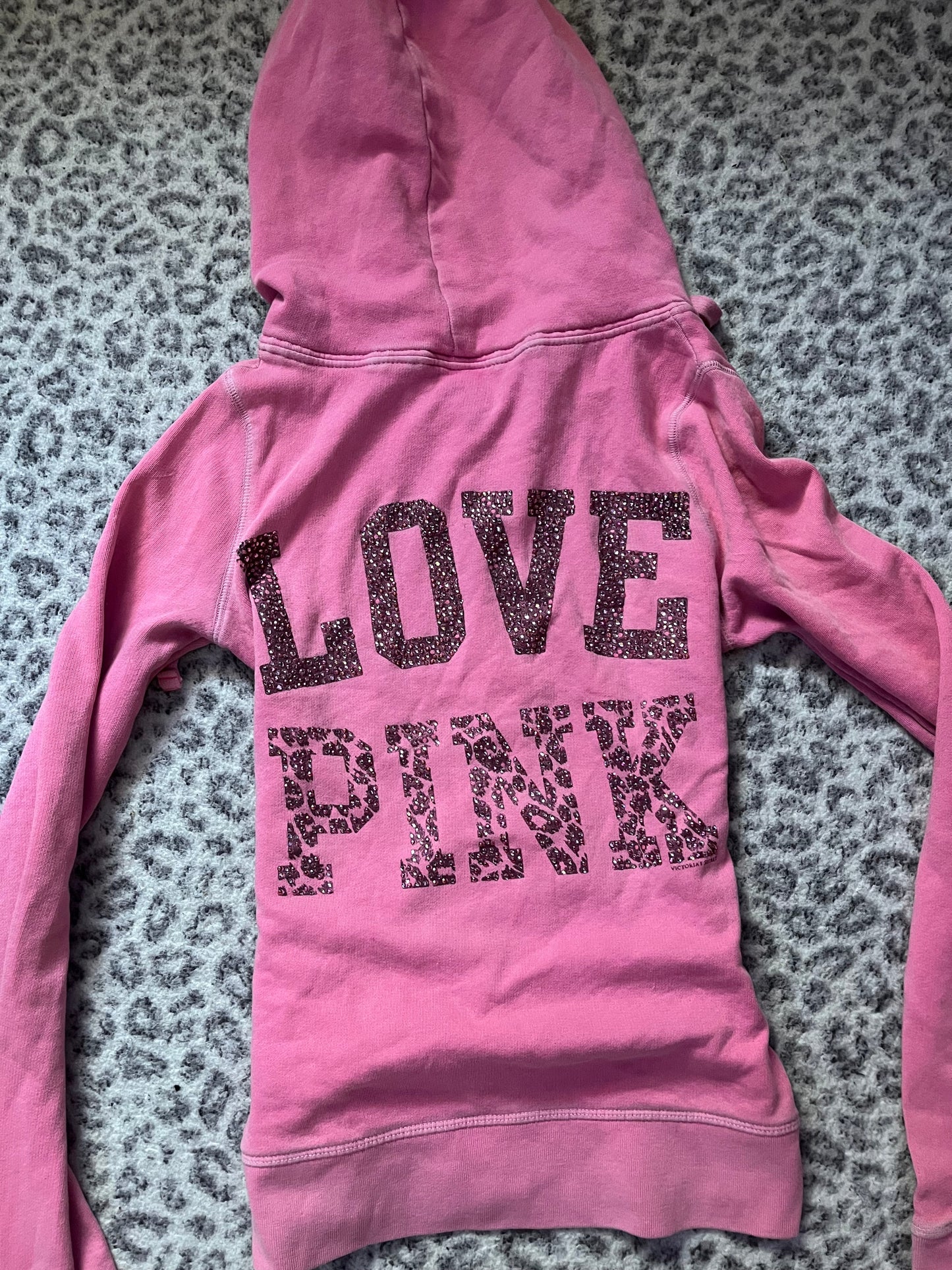 Vintage Victoria secret leopard print gemstone zip up