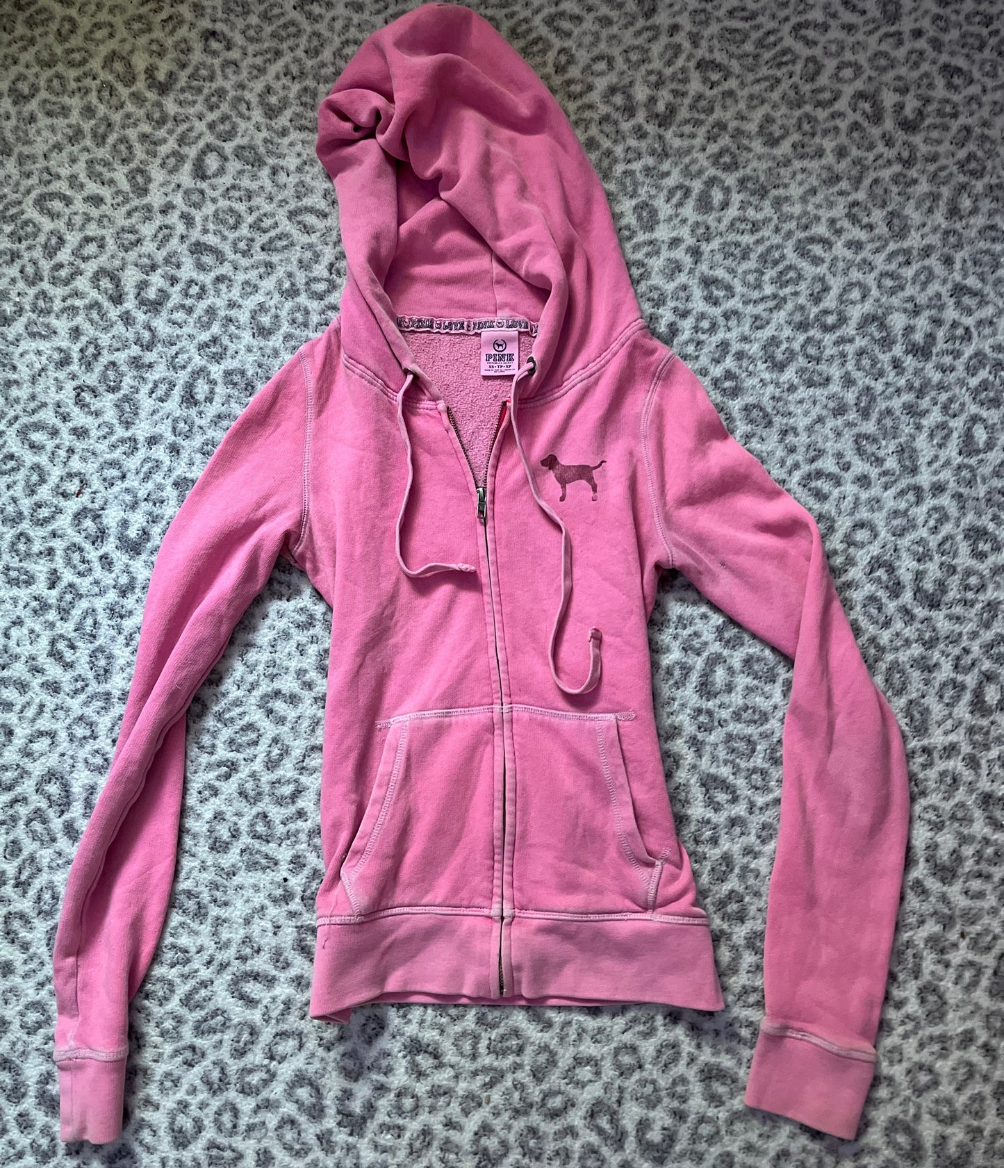 Vintage Victoria secret leopard print gemstone zip up